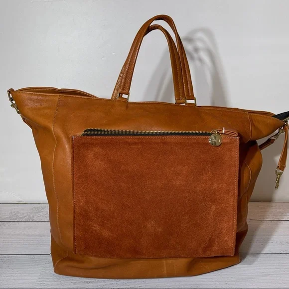 Clare V Bags Clare V Brown Leather Gosee Tote Bag Crossbody